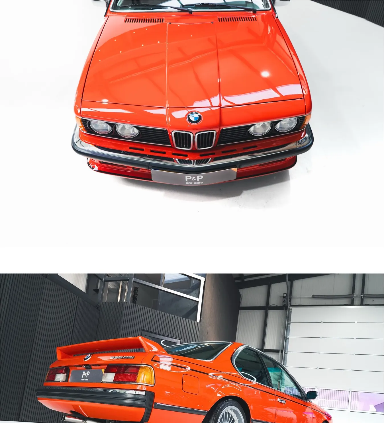 Motorkap en achterzijde van de BMW 635 CSi na de behandeling